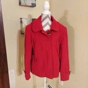 Cato Satin-Lined Hooded Red Coat